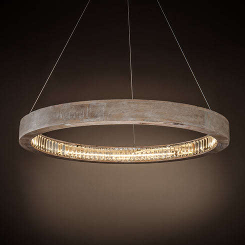 Libra Emma Turned Wooden Ring Chandelier – LED 60W